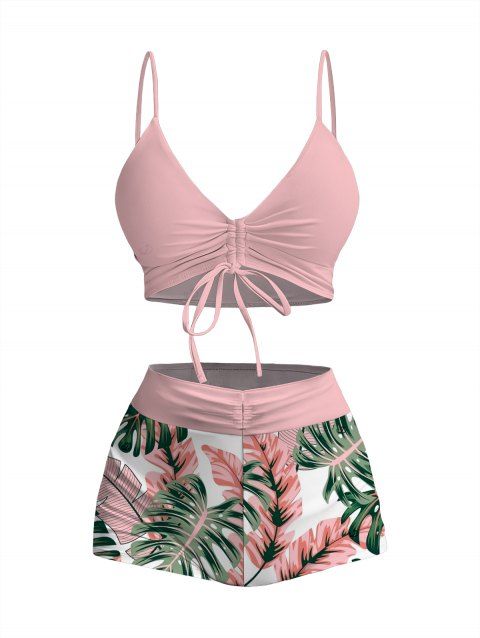 Ensemble maillot de bain de vacances hawaïen, shorty à imprimé feuilles de palmier Monstera
