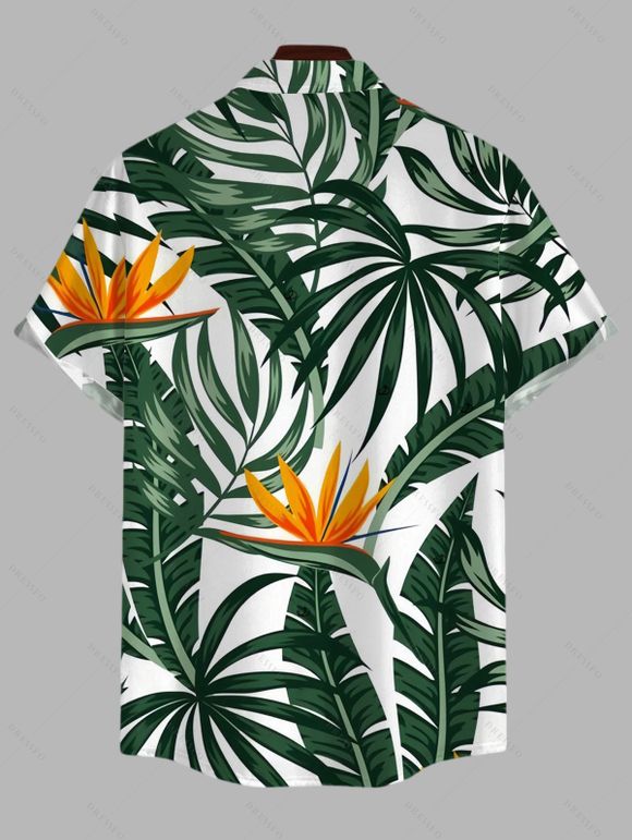 Vacation Couple Outfit Cinched Tropical Floral Monstera Print Swimwear and Shirt Set - Vert profond S | US 4