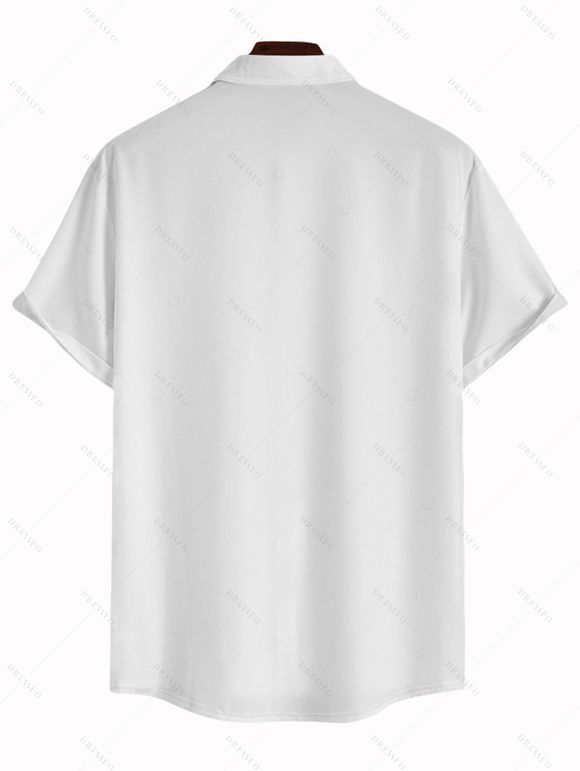 Chemise de vacances pour homme, imprimé floral coquelicot aquarelle, chemise boutonnée - Blanc 5XL