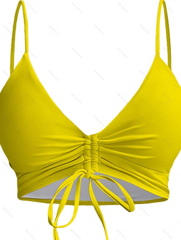 Vacation Couple Outfit Cinched Sunflower Print Boyshorts Swimsuit and Shirt Set - Jaune S | US 4