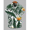 Vacation Couple Outfit Cinched Tropical Floral Monstera Print Swimwear and Shirt Set - Vert profond S | US 4