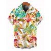 Vacation Couple Outfit Orchid Floral Monstera Print Ruched Swimsuit and Shirt Set - Orange S | US 4