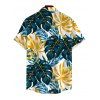 Hawaiian Vacation Couple Outfit Crossover Monstera Leaf Print Ruched Swimsuit and Shirt Set - PEACOCK BLUE S | US 4