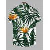 Vacation Couple Outfit Cinched Tropical Floral Monstera Print Swimwear and Shirt Set - DEEP GREEN S | US 4