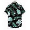 Vacation Couple Outfit Monstera Leaf Print Crossover Ruched Boyshorts Swimsuit and Shirt Set - BLACK S | US 4