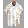 Vacation Couple Outfit Ink Wash Magnolia Floral Print Pocket Long Dress and Shirt Set - Brun Doré S | US 4