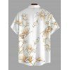 Vacation Couple Outfit Ink Wash Magnolia Floral Print Pocket Long Dress and Shirt Set - Brun Doré S | US 4