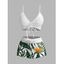 Ensemble maillot de bain de vacances hawaïen, shorty à imprimé floral tropical et feuilles de monstera - Vert profond XXL | US 14
