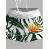 Ensemble maillot de bain de vacances hawaïen, shorty à imprimé floral tropical et feuilles de monstera - Vert profond XXL | US 14
