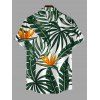 Chemise hawaïenne pour homme, imprimé floral tropical et feuilles de monstera, à boutons - Vert profond 5XL