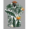Chemise hawaïenne pour homme, imprimé floral tropical et feuilles de monstera, à boutons - Vert profond 5XL