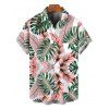 Chemise hawaïenne pour homme, imprimé feuilles de palmier Monstera, à boutons - Rose 5XL