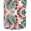 Chemise hawaïenne pour homme, imprimé feuilles de palmier Monstera, à boutons - Rose 5XL