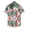 Chemise hawaïenne pour homme, imprimé feuilles de palmier Monstera, à boutons - Rose 5XL