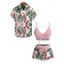 Hawaiian Vacation Couple Outfit Cinched Monstera Palm Leaf Print Swimsuit and Shirt Set - Rose S | US 4