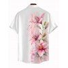 Chemise de vacances pour homme, imprimé floral tie-dye lys, chemise boutonnée - Blanc 5XL
