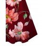 Robe de vacances à imprimé floral aquarelle coquelicots, mini-robe à bretelles spaghetti - Rouge Vineux XXXXXL | US 20