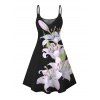 Robe de vacances à imprimé floral Lily et bretelles spaghetti, mini-robe - Noir XXXXXL | US 20