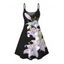 Robe de vacances à imprimé floral Lily et bretelles spaghetti, mini-robe - Noir XXXXXL | US 20
