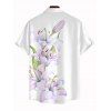 Chemise de vacances pour homme, imprimé floral lys, boutonnée - Blanc 5XL