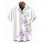 Chemise de vacances pour homme, imprimé floral lys, boutonnée - Blanc 5XL