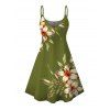 Robe de vacances à imprimé floral Lily et bretelles spaghetti, mini-robe - PLANT GREEN XXXXXL | US 20