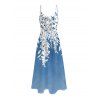 Robe de vacances à imprimé aquarelle ombré de feuilles, bretelles spaghetti, robe longue - Bleu Ciel XXXXXL | US 20