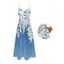 Robe de vacances à imprimé aquarelle ombré de feuilles, bretelles spaghetti, robe longue - Bleu Ciel XXXXXL | US 20