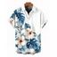 Chemise de vacances pour homme, imprimé floral aquarelle hibiscus, chemise boutonnée - Blanc 5XL