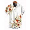 Chemise de vacances pour homme à imprimé floral lys et feuilles, boutonnée - Blanc 2XL