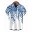 Chemise de vacances pour homme, imprimé feuilles aquarelle ombrées, boutonnée - Bleu Ciel 5XL