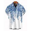 Two-tone Vacation Couple Outfit Watercolor Ombre Leaf Print Long Dress and Shirt Set - Bleu Ciel S | US 4