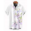 Two-tone Vacation Couple Outfit Lily Floral Bud Print Mini Dress and Shirt Set - Blanc S | US 4