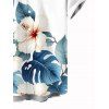 Two-tone Vacation Couple Outfit Hibiscus Floral Leaf Print Slit Lace Hollow Out Dress and Shirt Set - Bleu de Minuit S | US 4