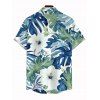 Chemise de vacances pour homme à imprimé floral tropical hibiscus et feuilles, boutonnée - Bleu clair 5XL