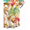 Chemise de vacances pour homme, imprimé floral aquarelle orchidée monstera, chemise boutonnée - Orange 5XL