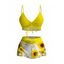 Vacation Swimsuit Set Cinched Sunflower Print Bright Color Boyshorts Swimwear - Jaune XXL | US 14