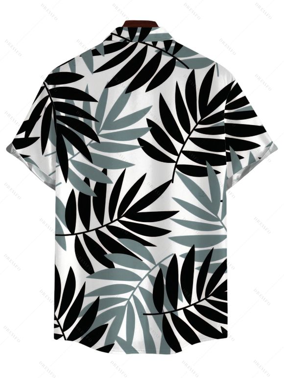 Vacation Couple Outfit Crossover Two-tone Palm Leaf Pattern Swimsuit and Shirt Set - Turquoise Foncée S | US 4