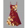 Vacation Dress Romantic Watercolor Poppy Floral Print Spaghetti Strap Mini Dress - Rouge Vineux XXXXXL | US 20