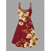Vacation Dress Romantic Watercolor Poppy Floral Print Spaghetti Strap Mini Dress - Rouge Vineux XXXXXL | US 20