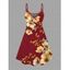 Vacation Dress Romantic Watercolor Poppy Floral Print Spaghetti Strap Mini Dress - Rouge Vineux XXXXXL | US 20