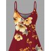 Vacation Dress Romantic Watercolor Poppy Floral Print Spaghetti Strap Mini Dress - Rouge Vineux XXXXXL | US 20