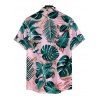 Men's Vacation Shirt Tropical Monstera Leaf Print Button Up Shirt - Rose 5XL