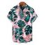 Men's Vacation Shirt Tropical Monstera Leaf Print Button Up Shirt - Rose 5XL
