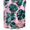 Men's Vacation Shirt Tropical Monstera Leaf Print Button Up Shirt - Rose 5XL