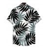 Men's Vacation Shirt Two-tone Palm Leaf Pattern Button Up Shirt - Turquoise Foncée 5XL