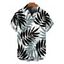 Men's Vacation Shirt Two-tone Palm Leaf Pattern Button Up Shirt - Turquoise Foncée 5XL