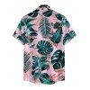 Vacation Couple Outfit Cinched Bowknot Tropical Monstera Leaf Print Boyshorts Swimsuit and Shirt Set - Rose S | US 4