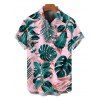 Vacation Couple Outfit Cinched Bowknot Tropical Monstera Leaf Print Boyshorts Swimsuit and Shirt Set - Rose S | US 4