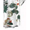 Vacation Couple Outfit Botanical Floral Leaf Print Crossover Ruched Swimsuit and Shirt Set - Vert Armée S | US 4